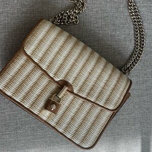 Kate Spade straw leather  Cream and Brown Women's Bag